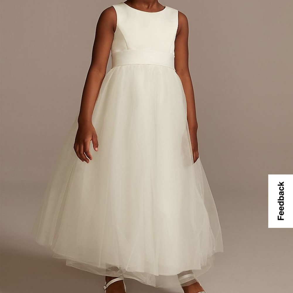 Satin Flower Girl Dress with Tulle Skirt